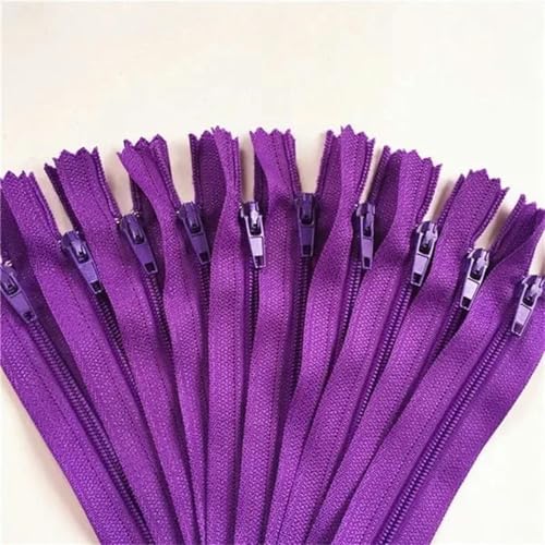 10 Stück 3 Zoll 24 Zoll (7,5 cm 60 cm) Nylon-Spiralreißverschlüsse für Schneider, Nähen, Basteln, Nylon-Reißverschlüsse in Großpackung, lila, 10 Stück, 15 cm von KENFHH