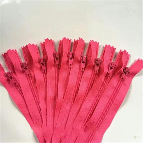 10 Stück 3 Zoll 24 Zoll (7,5 cm 60 cm) Nylon-Spiralreißverschlüsse für Schneider, Nähen, Basteln, Nylon-Reißverschlüsse in Großpackung, rosa, 10 Stück, 25 cm von KENFHH