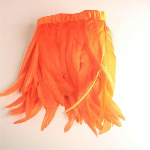 10 Yards Hahnenschwanzfedern-Besätze für Handarbeiten, DIY-Handarbeiten, 25–30 cm Federn für Kleidungszubehör, Orange, 6 Yards von KENFHH