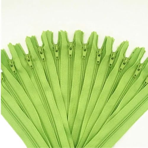 10-teiliger Nylon-Spiralreißverschluss 4"-24" (10 cm-60 cm) für Schneiderarbeiten, Nähen von Kleidung, Reißverschluss, Nähzubehör-Grasgrün-37CM von KENFHH