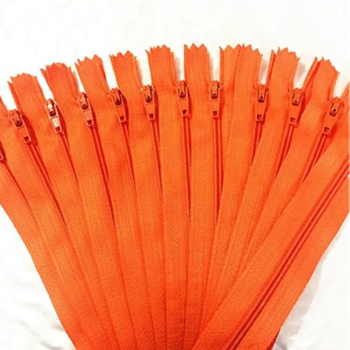 10-teiliger Nylon-Spiralreißverschluss 4"-24" (10 cm-60 cm) für Schneiderarbeiten, Nähen von Kleidung, Reißverschluss, Nähzubehör-Orange-37CM von KENFHH