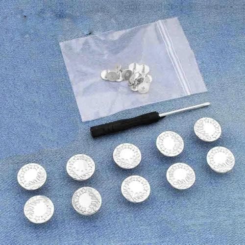 10-teiliges Ersatz-Jeansknöpfe, 17 mm, kein Nähen, Reparaturset für Metallknöpfe, abnehmbares Jeansknopf-Set ohne Nägel, Nähzubehör, Stil 16 von KENFHH