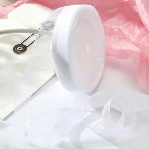 12–40 mm, 45,7 m, Organzaband zum Verpacken, für Weihnachtsfeiern, Zuhause, DIY-Verpackungen, Dekorationsbänder, handgefertigt, weiß, 15 mm Organza von KENFHH