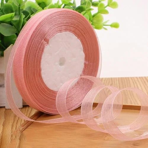 12 mm (45 Meter/Rolle) Organzaband zum Verpacken, für Weihnachtsfeiern, Zuhause, DIY-Verpackungen, Dekorationsbänder, DIY-Chiffonbänder-Bohnenpaste-12 mm Organza von KENFHH