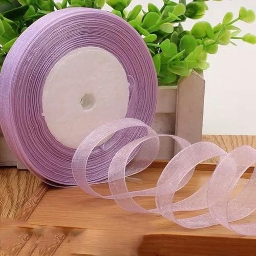 12 mm (45 Meter/Rolle) Organzaband zum Verpacken, für Weihnachtsfeiern, Zuhause, DIY-Verpackungen, Dekorationsbänder, DIY-Chiffonbänder-Kristallviolett-12 mm Organza von KENFHH