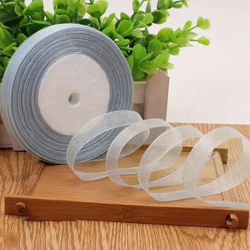 12 mm (45 Meter/Rolle) Organzaband zum Verpacken von Weihnachtsfeiern, Zuhause, DIY-Verpackungen, Dekorationsbänder, DIY-Chiffonbänder-Himmelblau-12 mm Organza von KENFHH