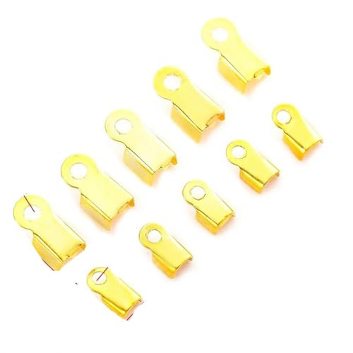 200 Stück 3x6/4x9mm Quetschperlen, Cove-Verschlüsse, Kordel-Endkappen, Lederclip, Foldover für Halsketten -gold-_a von KENFHH