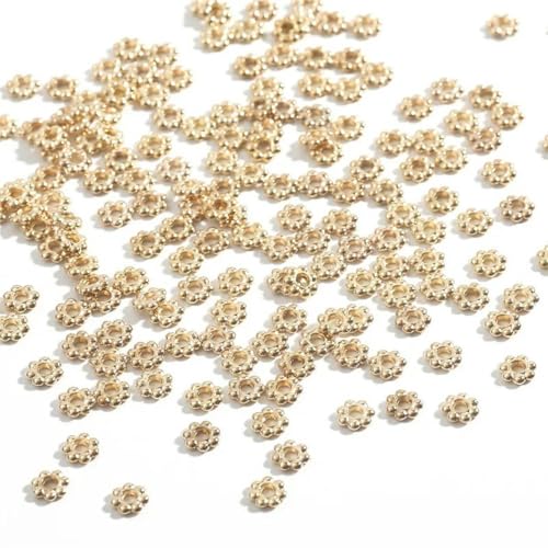 200 Stück 4/5/6 mm Pflaumenblüten-Perlenkappen Abstandsperlen für Damen, Charms, DIY-Schmuckherstellung, Armband, Halskette, E-Zubehör-Gold-5 mm von KENFHH