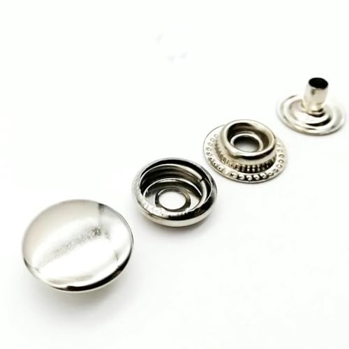 25 Sets Nr. 655 Nr. 633 Nr. 831 Nr. 201 Druckknopf aus Metall, kein Nähen, Druckknopf, Reparatur von Ledertaschen, Kleidung und Mänteln, 4 Farben, 201, 15 mm, Silber von KENFHH