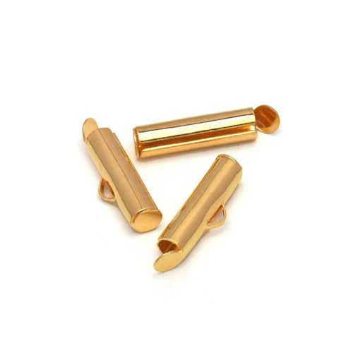 30–50 Stück Crimp-Endkappen, Schiebe-Endverschlussröhren, DIY-Armbandverbinder, Webzubehör für die Herstellung von Armbändern, Halsketten und Schmuck, Gold, 10 mm, 50 Stück von KENFHH