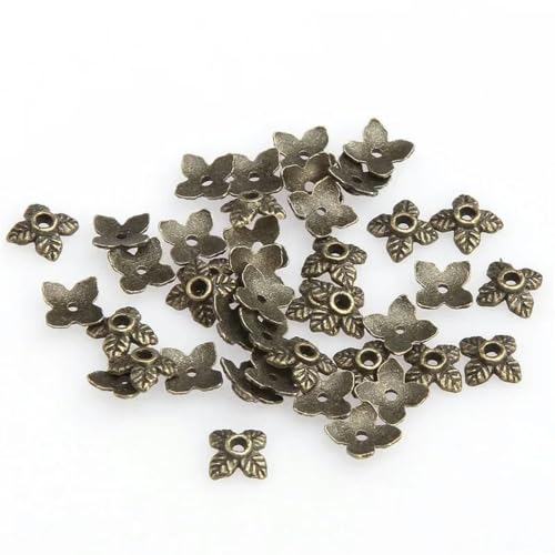 300 Stück, 200 Stück, 100 Stück, tibetisches Silber/Gold, 4 Blatt-Perlenkappen zur Schmuckherstellung, 6 mm Perlen, DIY-Handwerk – 100 Stück von KENFHH