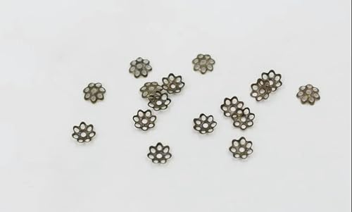 300 Stück Perlenkappen, Gold/Silber, T6 mm, 8 mm, Blumenform, Perlen-Endkappen, Endkappen für Damen, Schmuckherstellung, Endkappen – 7 mm von KENFHH