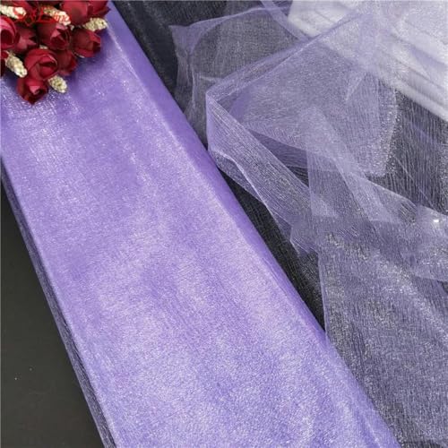 5/8/10 Meter weiße Organza-Rolle, Bogentüll, Hintergrundgarn, Tüll, transparenter Kristall, DIY-Basteltüll für Dusche, Hellviolett, 8 m x 48 cm von KENFHH