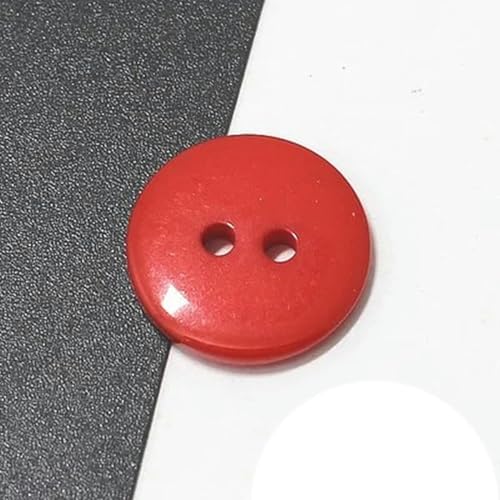 50/100 Stück Bekleidungszubehör 6/9/11/15/18/20/24 mm runder Kunststoffknopf 2 Löcher Basteln Nähen Kinderbekleidung Nähen -rot-11mm 100 Stück von KENFHH