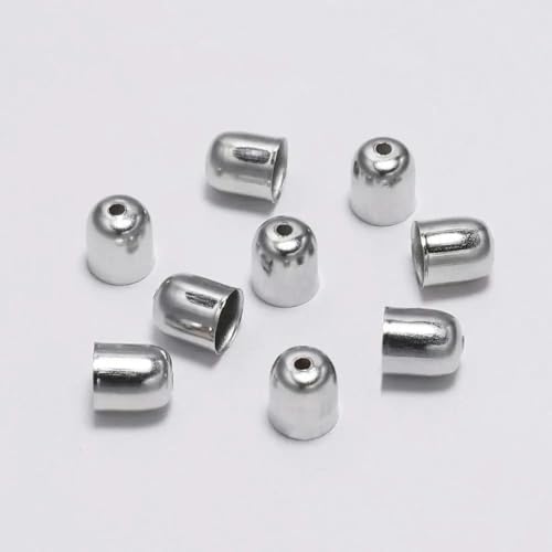 50–100 Stück Crimp-Endkappen, Lederkordeln, Endkappen, Perlenkappen, passend für 4–12 mm Verschlüsse zur Herstellung von DIY-Schmuckstücken, Zubehör, Rhodium, 10 x 11 mm, 50 Stück von KENFHH