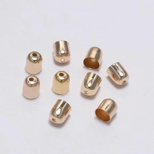 50–100 Stück Crimp-Endkappen, Lederkordeln, Endkappen, Perlenkappen, passend für 4–12 mm Verschlüsse zur Herstellung von DIY-Schmuckstücken, Zubehör-Gold, 10 x 11 mm, 50 Stück von KENFHH