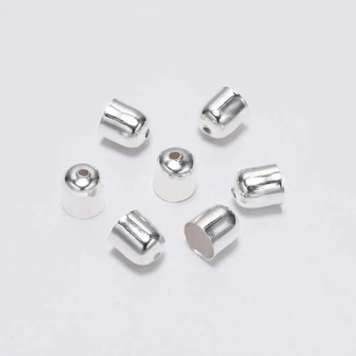 50–100 Stück Crimp-Endkappen, Lederkordeln, Endkappen, Perlenkappen, passend für 4–12 mm Verschlüsse zur Herstellung von DIY-Schmuckstücken, Zubehör-Silber-10 x 11 mm, 50 Stück von KENFHH