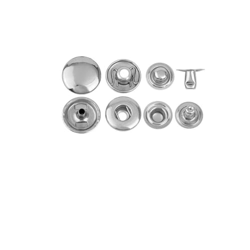 Druckknöpfe aus massivem Messing, Druckknöpfe-Set aus Metall, DIY-Bastelzubehör für Leder, Kleidung, Taschen, Nickel, 8 mm, 20 Stück (666) von KENFHH