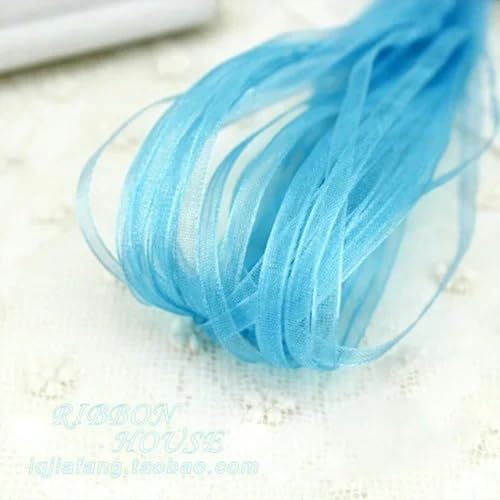 Verkaufe (10 Meter) 6 mm breites Organza-Chiffonband, Party-Dekor, Verpackung, Neujahrsbekleidung, Nähband, hellblau, 6 mm Organza von KENFHH