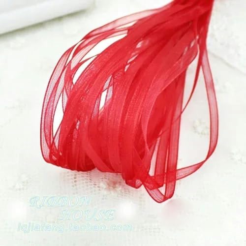 Verkaufe (10 Meter) 6 mm breites Organza-Chiffonband, Party-Dekor, Verpackung, Neujahrsbekleidung, Nähband, rot, 6 mm Organza von KENFHH