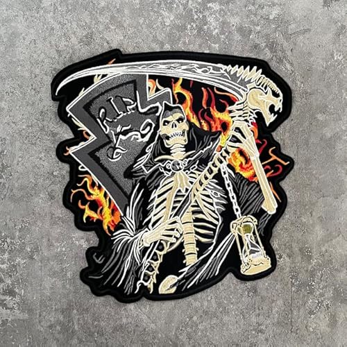 Teufelskelett Engelsflügel große Stickerei Patch Motorrad Ritter Personalisierte Lederjacke Kleidung Dekorativer Rückenkleber von KENID