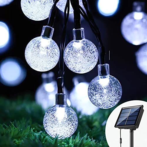 Solar Lichterkette Aussen KEPEKA 11M 60 LEDs Lichterkette Außen mit IP65 Wasserdicht, 8 Modi Weihnachtsbeleuchtung Außen für Garten, Terrasse, Hof, Party (Weiß) von KEPEAK