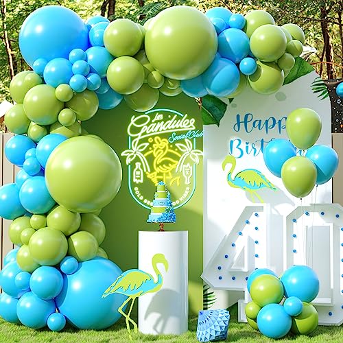 Luftballon Girlande Blau Grün, 100 Stück Blau Grün Ballon Girlande mit 18/12/10/5 Zoll Latex Ballons für Hochzeit Geburtstag Babyparty Jubiläum Verlobung Bachelorette Valentinstag Partydekoration von KEPMOV