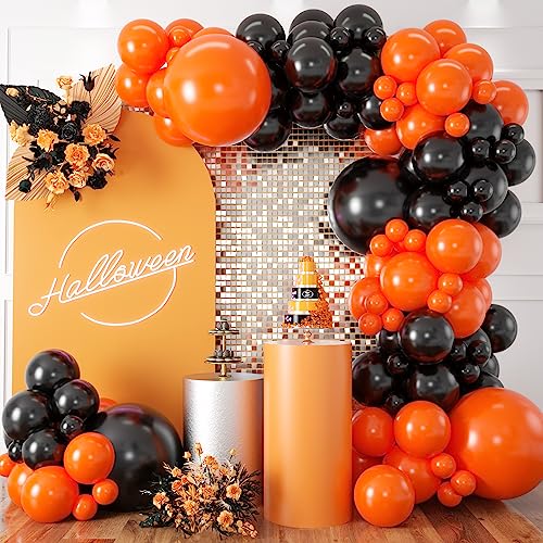 Luftballon Girlande Schwarz Orange, 100 Stück Orange Schwarz Ballon Girlande mit 18/12/10/5 Zoll Latex Ballons für Halloween Geburtstag Party Hochzeit Abschlussfeier Jubiläum Babyparty Dekoration von KEPMOV