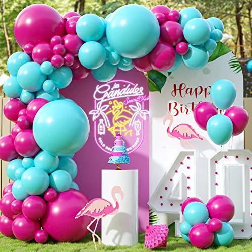 KEPMOV Luftballon Girlande Rosa Türkis Blau, 100 Stück Türkis Rosa Ballon Girlande mit Pink Turquoise Luftballons für Hochzeit Geburtstag Valentinstag Jubiläum Junggesellinnenabschied Partydekoration von KEPMOV