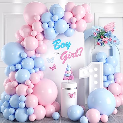 Luftballon Girlande Blau Rosa, 100 Stück Blau Rosa Ballon Girlande für Gender Reveal Party Deko, Macaron Latex Ballons für Hochzeit Geburtstag Babyparty Jubiläum Verlobung Bachelorette Party Deko von KEPMOV