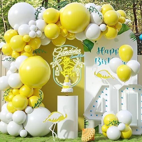 Luftballon Girlande Gelb Weiß, 100 Stück Gelb Weiß Ballon Girlande für Sonnenblume Honigbiene Party Deko, Latex Ballon für Hochzeit Geburtstag Mädchen Babyparty Verlobung Bachelorette Party Deko von KEPMOV