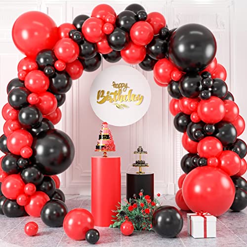 Luftballon Girlande Rot Schwarz, 100 Stück Schwarz Rot Ballon Girlande mit Rot Schwarz Luftballons für Schwarz Rot Themenparty Dekoration, Geburtstag Hochzeit Valentinstag Jubiläum Babyparty Deko von KEPMOV