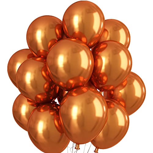 Luftballons Orange Metallic, Doppellagige Luftballons 12 Zoll Metallic Ballons Orange Luftballons, Glänzendes Chrom Orange Luftballon Set Partyballons für Geburtstag Hochzeit Party Dekoration von KEPMOV