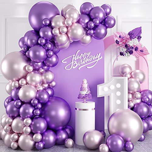 Luftballons Girlande Rosa Lila, 100 Stück Lila Rosa Ballon Girlande mit Metallic Barbie Rosa Metallic Lila Luftballon für Hochzeit Valentinstag Geburtstag Jubiläum Verlobung Bachelorette Party Deko von KEPMOV