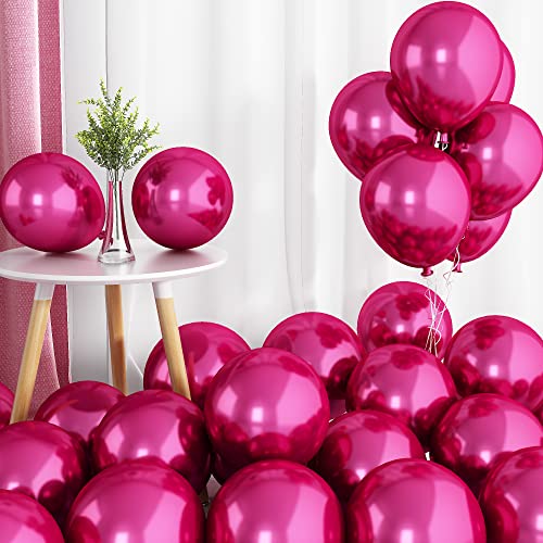 Luftballons Rosa Metallic, Doppellagige Luftballons 50 Stück Metallic Rosa Ballons, Glänzendes Chrom Rosé Rot Luftballon Set Partyballons für Frau Mädchen Geburtstag Hochzeit Party Dekoration von KEPMOV