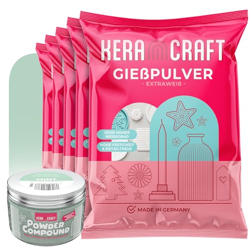 Keracraft Gießpulver 5x1kg inkl. 150g Powder Compound Mint - Farbiges Gießpulver zum Selbermachen von KERACRAFT