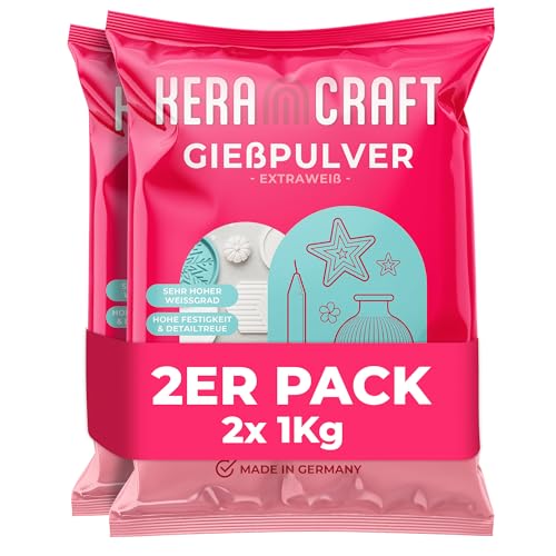 Keracraft Gießpulver weiß 2x1kg - Reliefgießpulver weiß für kreative Projekte von KERACRAFT