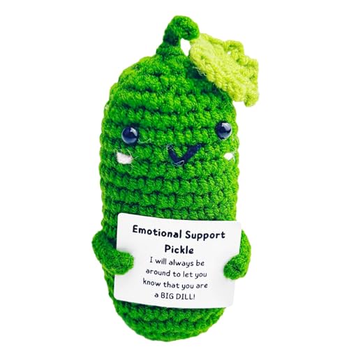 KERALI Emotionale Unterstützung, Gurken-Häkelpuppe, niedliche gestrickte Gurkenpuppe, Gurkenspielzeug, emotionale Unterstützung, Gurken-Häkelpuppe für Frauen, Jungen, Mädchen von KERALI