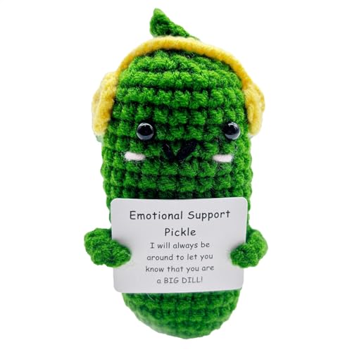 KERALI Emotionale Unterstützung, Gurken-Häkelpuppe, niedliche gestrickte Gurkenpuppe, Gurkenspielzeug, emotionale Unterstützung, Gurken-Häkelpuppe für Frauen, Jungen, Mädchen von KERALI