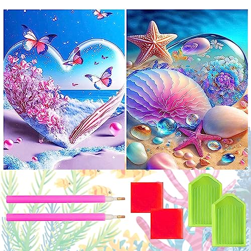 KERANEET 2 Stück Diamond painting Set Diamond Painting Diamant Painting Bilder Diamond Painting Erwachsene Diamond Painting Mädchen für Home Wohnzimmer Schlafzimmer (30x40cm) von KERANEET