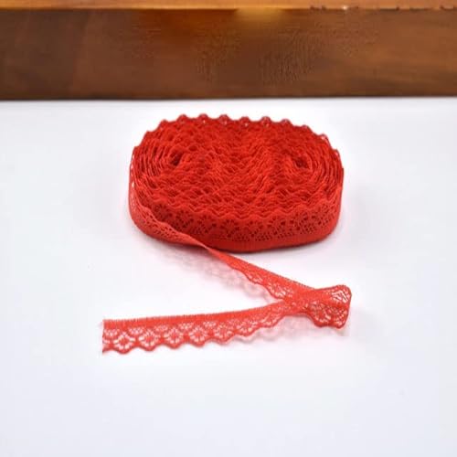 10Yard Spitzenbesatzband 14mm Breite afrikanischer Spitzenstoff weiße Baumwollspitze für DIY Nähen Stickerei Heimtextilien Zubehör-rot von KERAXL