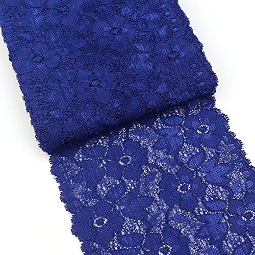 2Meters/Lot Stretchy Floral Lace Ribbon DIY Bastelbedarf Spitzenband Kleid Kleidung Top BH Dekoration 16cm Weißer Spitzenbesatz-Dunkelblau von KERAXL