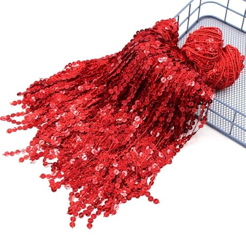 Yards 30 cm Nähen Fransen Pailletten Quaste Spitze für Hochzeitsfeier Latin Dance Bar Kleid DIY Paillettenband Borte Zubehör-Rot,2 Yards von KERAXL