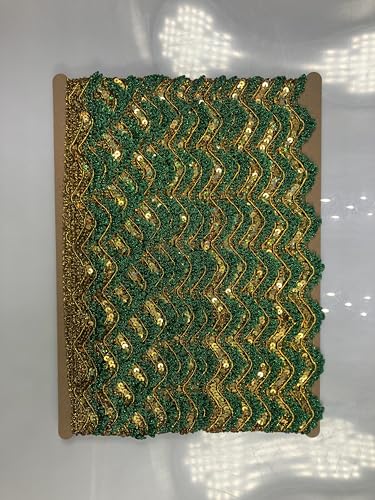 Länge 12 m, Breite 4,8 cm, goldfarbene Pailletten-Spitzenborte, verzierter Gimpen-Bordüre für Performance-Kostüme oder Schmuck, Basteln und Nähen. von KERGAEN