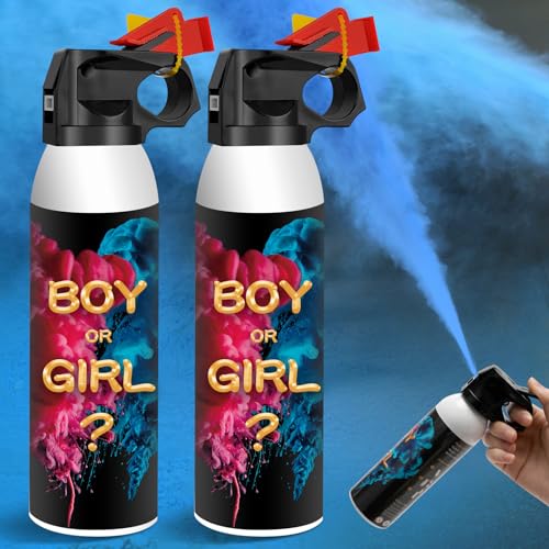 KERNOWO (2 Stück Blau) Gender Reveal Konfetti Kanone Poppers, Gender Reveal Rauchbombe 100% biologisch abbaubare Babyparty sicher Pulverrauch, Partyzubehör für Jungen und Mädchen von KERNOWO