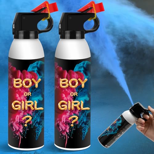 KERNOWO Konfettikanone Poppers für Gender Reveal 2 Stück | Blau Gender Reveal Rauchbombe 100% biologisch abbaubare Babyparty sicher Pulverrauch, Partyzubehör für Jungen und Mädchen von KERNOWO