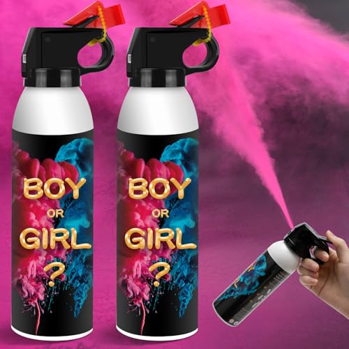 KERNOWO Konfettikanone für Gender Reveal 2 Stück | Rosa Gender Reveal Rauchbombe 100% biologisch abbaubare Babyparty sicher Pulverrauch, Partyzubehör für Jungen und Mädchen von KERNOWO