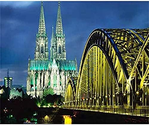 DIY 5D Diamond Painting Kits Kölner Dom und Hohenzollernbrücke Nachtszene Vollmosaik Kreuzstich 30x40CM von KESIMO