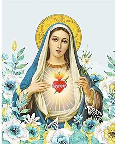 KESIMO DIY 5D Diamond Painting Kits für Erwachsene Jungfrau Maria Katholisch Maria Mutter Gottes Heilige Mutter Christliche Geschenke Vollbohren nach Zahlen 50x60CM von KESIMO