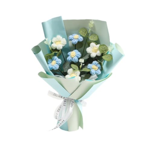 KESOTO Häkelblumen Strauß für Wohnkultur Hochzeit Mütter Jubiläum Geburtstagsfreunde, Blau von KESOTO